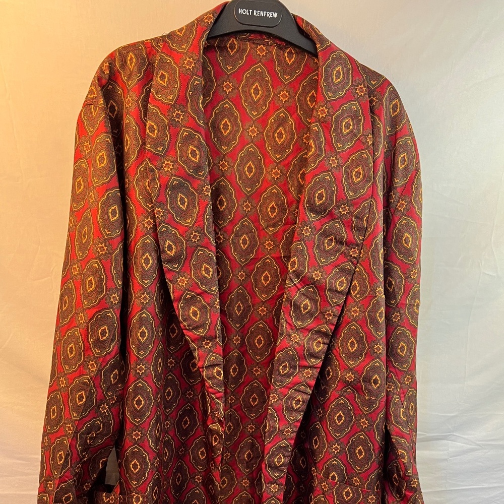 Retro Vintage - 1950-60s Printed Smoking Bathrobe - Made in UK - Camden Market